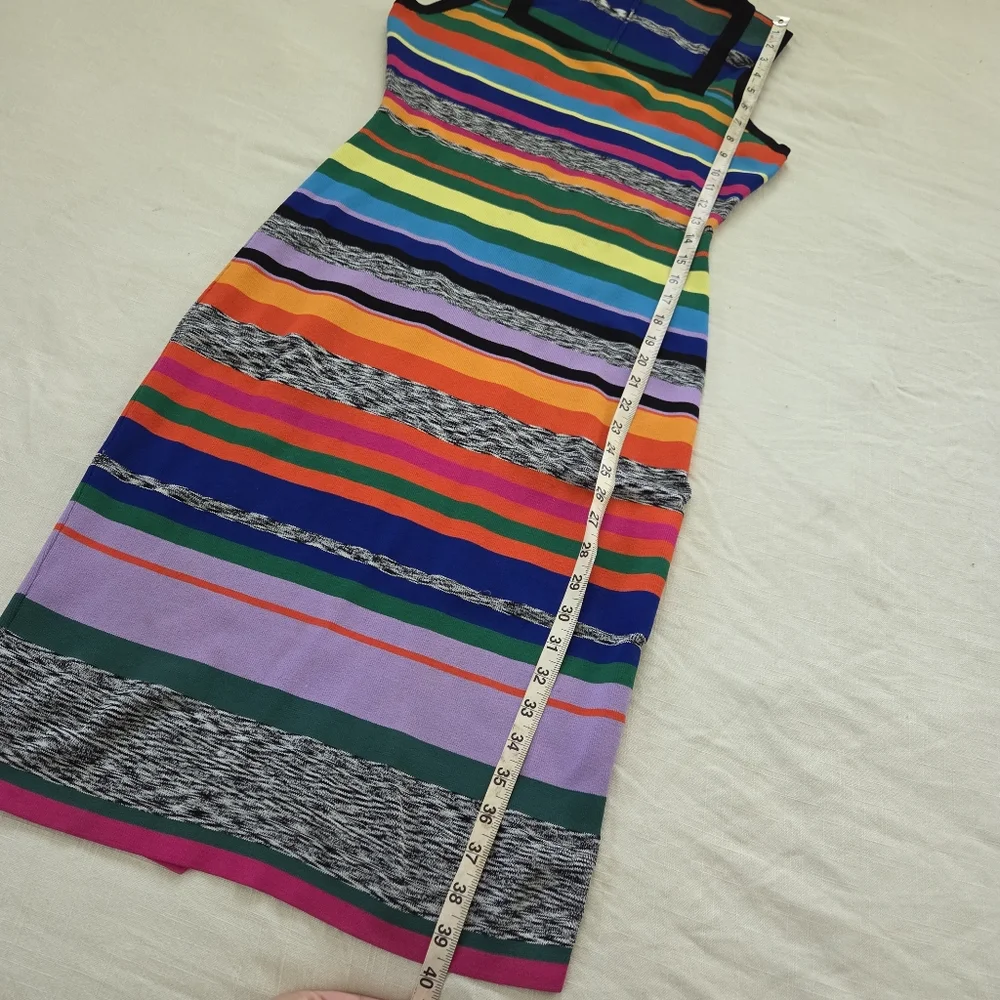 MILLY Rainbow Colorful Striped Women's Dress 10/12 Fitted Bodycon Pencil - Picture 5 of 13